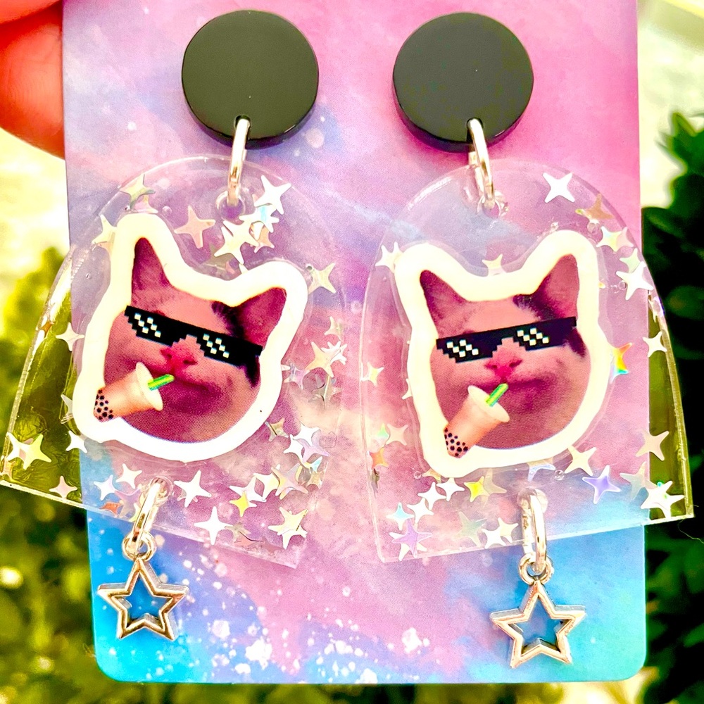 Funny Cat Acrylic Earrings